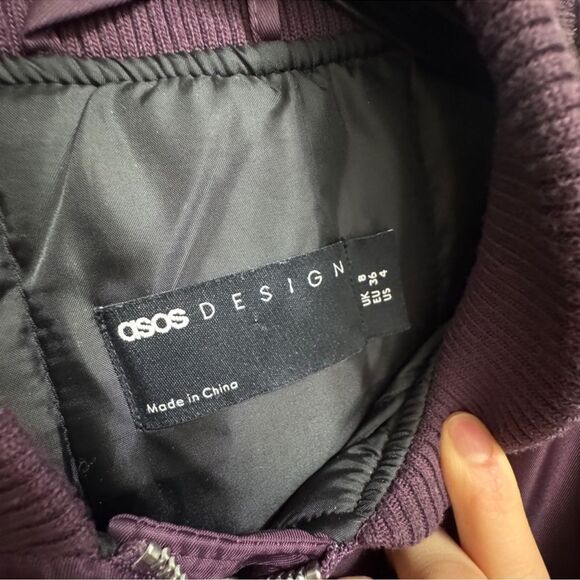 ASOS DESIGN Oversized Bomber Jacket in Wine - Picture 6 of 6